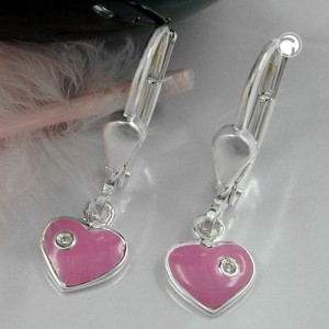 Ohrring Herz pink-Zirkonia 925 Sterlingsilber