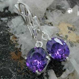 Ohrring mit Zirkonia amethyst 925 Sterlingsilber