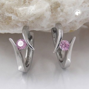 Creolen Ohrringe Zirkonia-pink rhod. 925 Sterlingsilber