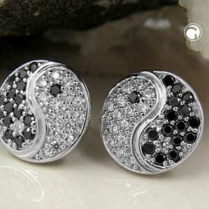 Ohrstecker Yin-Yang Zirkonia 925 Sterlingsilber