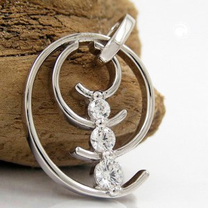 Anhänger Spirale 3x Zirkonia 925 Sterlingsilber