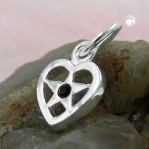Anhänger Herz mit Stern 925 Sterlingsilber