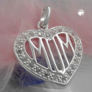 Anhänger Zirkonia-Herz MOM 925 Sterlingsilber