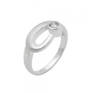 Ring Zirkonia gefasst matt-glänzend 925 Silber Größe 60