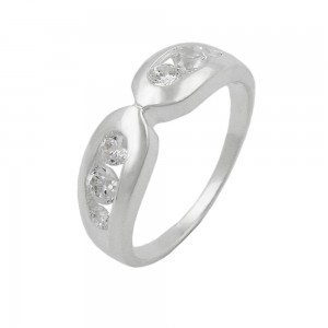 Ring mit 6 Zirkonias glänzend 925 Silber Größe 58
