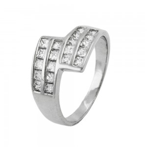 Ring mit vielen Zirkonias glänzend rhodiniert 925 Silber Größe 56