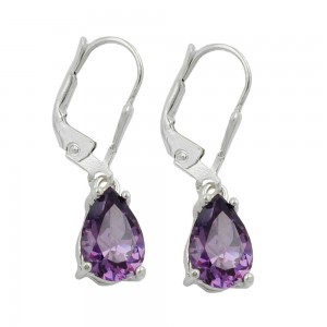 Ohrring Glas amethyst 925 Sterlingsilber