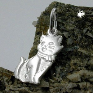Anhänger 13x8mm Katze 925 Sterlingsilber