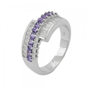 Ring Zirkonias amethyst weiß glänzend rhodiniert 925 Silber Größe 60
