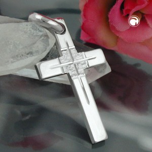 Anhänger Kreuz rhodiniert 925 Sterlingsilber
