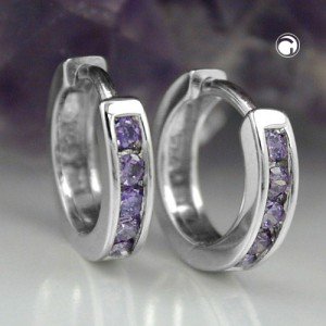 Creolen Ohrringe Zirkonia amethyst 925 Sterlingsilber