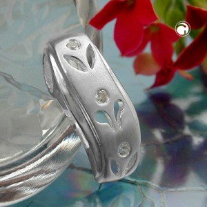 Anhänger matt Rand glänzend mit Zirkonia 925 Sterlingsilber