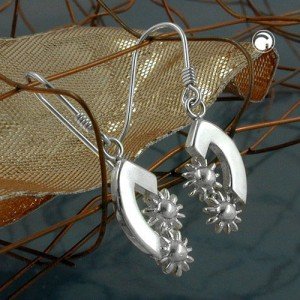 Ohrhaken 2 Sonnen glänzend 925 Sterlingsilber