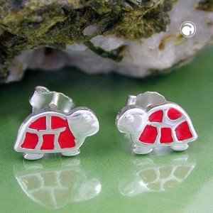 Ohrstecker Schildkröte rot 925 Sterlingsilber