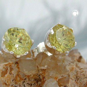 Ohrstecker rund Zirkonia peridot-fbg 925 Sterlingsilber