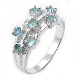 Ring 7x synthetische Aquamarin 925 Silber