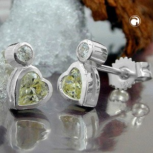 Ohrstecker synth Peridot 1x Zirkonia 925 Sterlingsilber