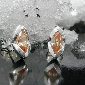 Ohrstecker Zirkonia topas spitzoval 925 Sterlingsilber