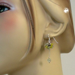 Ohrhaken grün-quarz-ton 925 Sterlingsilber