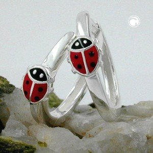 Creolen Ohrringe 14mm Marienkäfer 925 Sterlingsilber