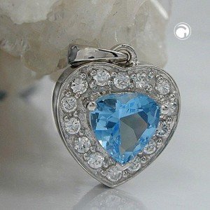Anhänger Herz Zirkonia blue 925 Sterlingsilber