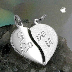 Anhänger Herz mit 2 Ösen 925 Sterlingsilber