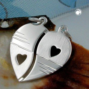 Anhänger Herz mit 2 Ösen 925 Sterlingsilber