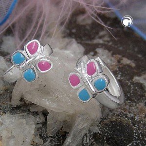 Creolen Ohrringe Schmetterling pinkblau 925 Sterlingsilber