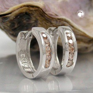 Creolen Ohrringe Zirkonia champagner 925 Sterlingsilber
