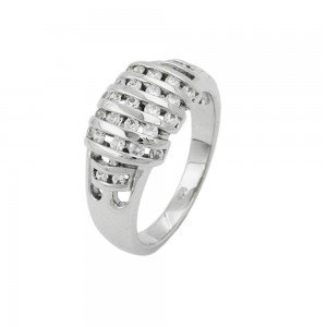 Ring mit vielen Zirkonias 14mm 925 Silber Größe 56