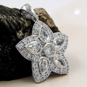 Anhänger Blume mit Zirkonias 925 Sterlingsilber