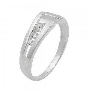 Ring mit 3 Zirkonias matt-glänzend 925 Silber Größe 56