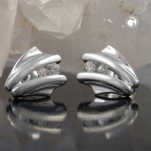 Ohrstecker je Seite 2x Zirkonia 925 Sterlingsilber