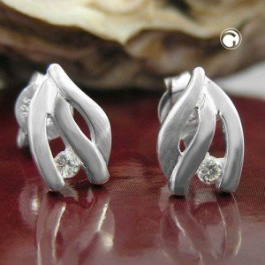 Ohrstecker je Paar 2x Zirkonia Silber