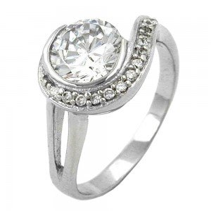 Ring Zirkonias rhodiniert 925 Silber Größe 54