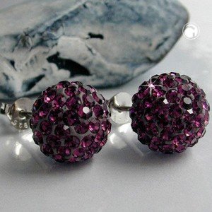 Ohrstecker 10mm Strass-amethyst 925 Sterlingsilber