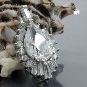 Anhänger oval mit Zirkonias 925 Sterlingsilber