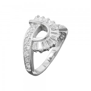 Ring mit vielen Zirkonias glänzend rhodiniert 925 Silber Größe 52