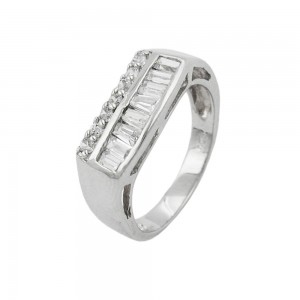 Ring mit vielen Zirkonias glänzend rhodiniert 925 Silber Größe 60