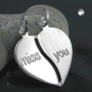 Anhänger Herz mit 2 Ösen 925 Sterlingsilber