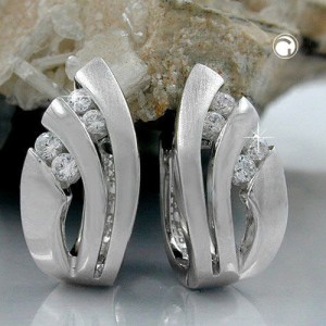 Creolen Ohrringe Zirkonia rhodiniert 925 Sterlingsilber