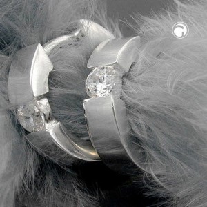 Creolen Ohrringe Zirkonia weiß gefasst 925 Sterlingsilber