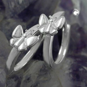 Creolen Ohrringe 14mm Schmetterling 925 Sterlingsilber