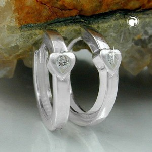 Creolen Ohrringe Herz mit Zirkonia 925 Sterlingsilber
