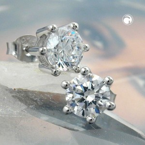 Ohrstecker 8mm Zirkonia weiß 925 Sterlingsilber