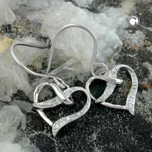 Ohrhaken Herz mit Zirkonia 925 Sterlingsilber