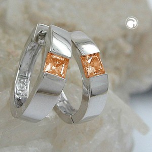 Creolen Ohrringe Zirkonia topas 925 Sterlingsilber