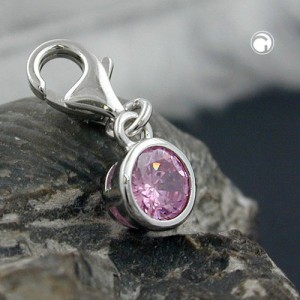Anhänger Charm Zirkonia-rosa 925 Sterlingsilber