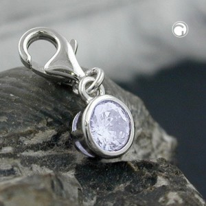 Anhänger Charm Glas-lavendel 925 Sterlingsilber