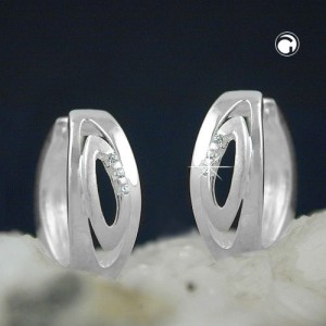 Creolen Ohrringe Zirkonia matt-glänzend 925 Sterlingsilber